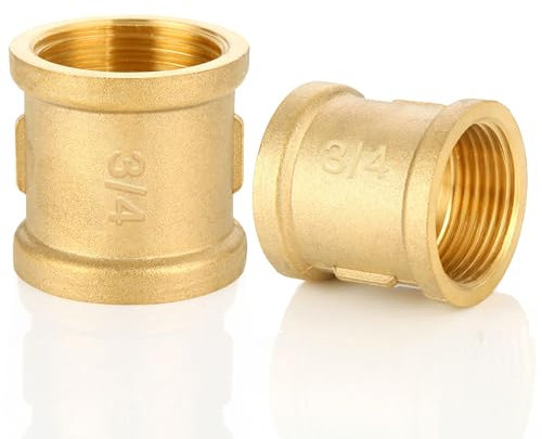 Messing Muffe G3/4 Zoll Ig/Ig, 2 Stück Muffe Messing G3/4Zoll (Ø24mm) 2 x Innengewinde Verbindungsstück, Doppelmuffe G3/4 IgxIg, Doppelmuffe Messingfittings für Rohranschluss