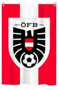 Drapeau de l'équipe football à suspendre pour bar, école, fête, club de sport, chambre à coucher, salon, Cadeaux pour les fans de football (drapeau de l'équipe autrichienne)