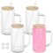 Maucircol Lot de 4 verres à neige en forme de boule à neige de 473,6 g avec poignée, pré-percés à double paroi pour paillettes, lot de 4