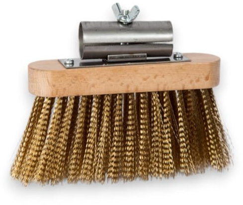 Briconess.com Spazzola per rimozione cenere forni in fili di ottone e legno - 16x5 cm