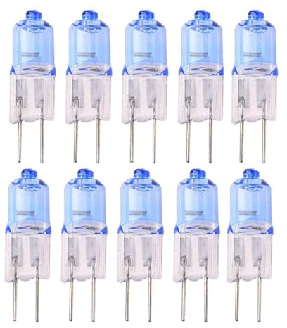 UGEFKMQ 10PC G4 12V 20W Halogen Leuchtmittel Warmweiß Wolfram Halogenlampe 20W G4 Bi-Pin Sockel Dimmbar Blau 35W