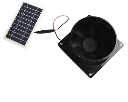 Lecreatekit Black Solar Powered Exhaust Fan,12V Air Circulation Weatherproof Round Pipes ABS Solar Power Solar Power Fan, For-Pipe-Ventilation Pet House