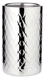 EDZARD Flaschenkühler Nebraska, Höhe 20 cm, Durchmesser 12 cm, für 1 Flasche, doppelwandig, Edelstahl hochglanzpoliert, Gemustert, Handarbeit - Getränkekühler, Weinkühler, Sektkühler