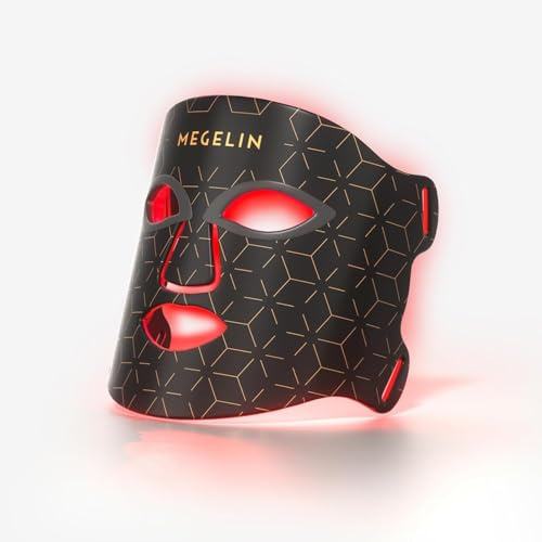 MEGELIN 7 Farben Led Lichttherapie Gesichtsmaske, Gesicht Lichttherapie Maske für Gesicht, Akne Reduktion Hautpflege, Anti-Aging, reduzieren Falten glatte Haut, Infrarot-Licht Hautverjüngung