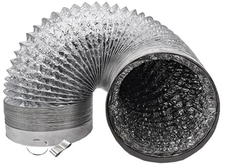 Flexible Luftleitungen zur Belüftung, Aluminium Flex Luftschlauch, Schallgedämmt Schlauch, mit Aluminium-Innenisolierung, für Küchenabzug, Klimaanlagen, Wäschetrockner(2m,180mm)