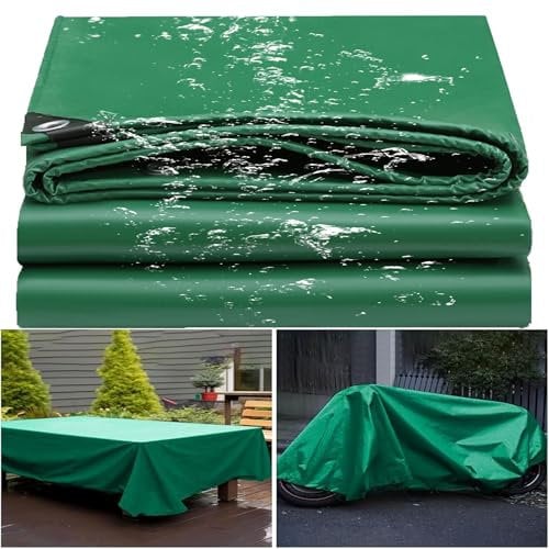 Tarpaulins 1.5 x 4.1 m, Windproof Tear Resistant Gazebo Side Panels Multi Sizes with 10M Rope for Greenhouse Garden Furniture, Green