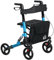 HOMCOM Andador para Ancianos Plegable de Aluminio Andador para Personas Mayores con Asiento y 4 Ruedas Andador con Altura Ajustable Frenos de Maneta y Bolsa de Transporte Azul y Negro