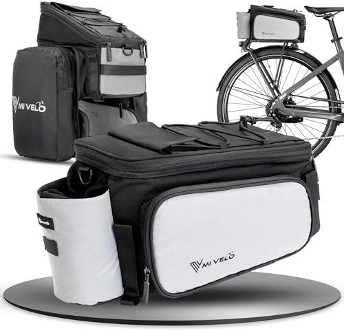 MIVELO - Fahrradtasche für Gepäckträger - Gepäckträgertasche hinten - Umhängetasche - erweiterbar auf 20L - Gepäcktasche Fahrrad wasserabweisend (Vollreflektierend)