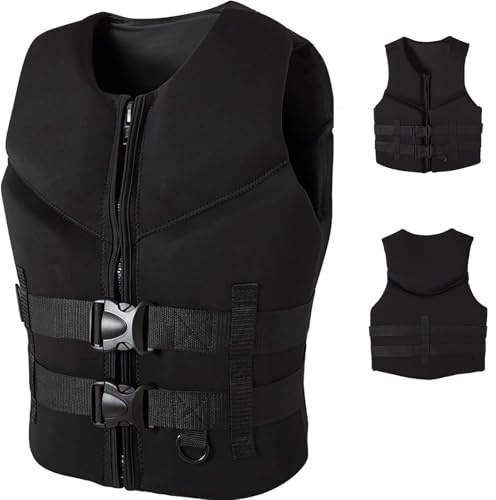 LUIVZD Swim Jacket - Neoprene Life Jacket Adult Buoyancy Aid Paddle Boarding Adjustable Float Swim Vest for Boating Kayaking Fishing Surfing Water Sports(black,L)