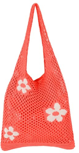 Ausing Borse Spiaggia Donna Borsa Tote All'uncinetto Fiori Intrecciati a Mano Design Cavo Leggero
