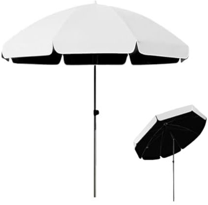 Parasol de plage réglable de 3 m avec inclinaison à 45°, parasol rond, parasol de jardin, protection UV, léger, installation facile (blanc)