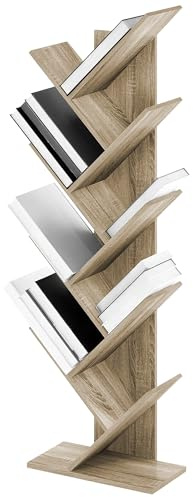 IlGruppone Liberia in Legno A Forma Ad Albero Scaffale 9 Ripiani Salvaspazio Verticale Camera Letto Soggiorno Studio Ufficio Libro Mensola A Colonna Porta Libri Stile Industrial Torre - Naturale