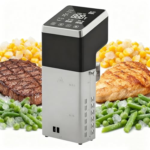 GESAIDES Sous Vide, Cocina Baja Temperatura, 1600W, Pantalla LCD táctil, Temporizador, Cocinero Circulador, Máquina de Cocción al Vacío de Acero Inoxidable, para Fiestas, Comidas Navideñas