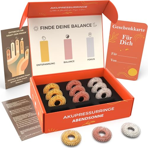 M.S.Lemberg Anti-Stress Akupressur Ring Set - Finger Massageringe & Skills | Sanfter Druck, spürbare Ruhe - Massage, Stressabbau, Fokus, Achtsamkeit & Entspannung - Fidget Ring, Stressringe & Geschenk