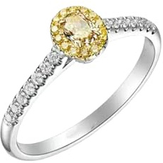 Wycian Ring Damen Boho Diamond Ring For Women Original 9K Weißgold mit Gelbem Diamanten 0,17 CT Größe 53 (16.9) Massiv, Nicht Plattiert Aktualisierung 3.0 für Schwester Cocktail Schmuck