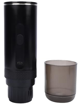 Luocute Tragbare Kaffeemaschine, 2-in-1-Mahl- und Kapselfach, 20-Bar-Drucksystem mit 7500-mAh-Akku, für Cappuccino, Latte, Mokka, Outdoor, Reisen, Büro, Zuhause (BLACK)