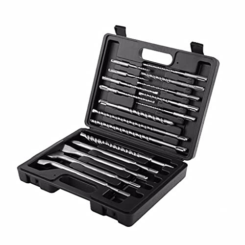 17pcs Drill Bits and Chisels Set Hammer Drill Bits Set for Rotary Hammers Concrete Drilling Grooving Tools