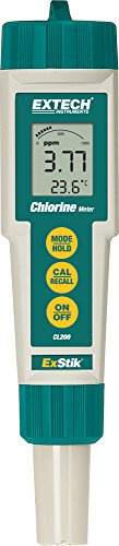 Extech CL200 ExStik Waterproof Chlorine Meter, Total Residual | Direct total residual chlorine 0.01-10 ppm, waterproof, auto calibration, electrode, tablets, caps