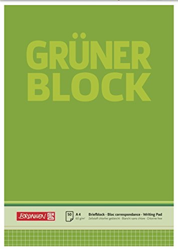 Brunnen 1052638 Briefblock / Schreibblock / Der grüne Block (A4, kariert, 50 Blatt, 60g/m²)