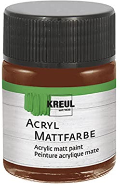 KREUL 75574 - Acryl Mattfarbe, schokobraun im 50 ml Glas, cremig deckende, schnelltrocknende Farbe auf Wasserbasis, für viele verschiedene Untergründe geeignet
