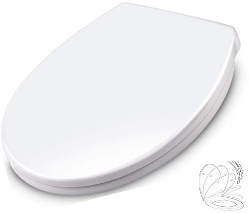Schläfer 4664101 | Firenze- Universal-Toilettendeckel mit Soft-Close, Quick-Release WC-Sitz Verstellbar, Wärmehärtend, Weiß, WC Deckel, Klobrille mit Absenkautomatik weiss, zur Reinigung abnehmbar