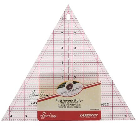 Sew Easy 60° Triangle Template – 8 x 9.25” Quilting & Patchwork Rule for Applique Sewing, Transparent Acrylic Non-Slip