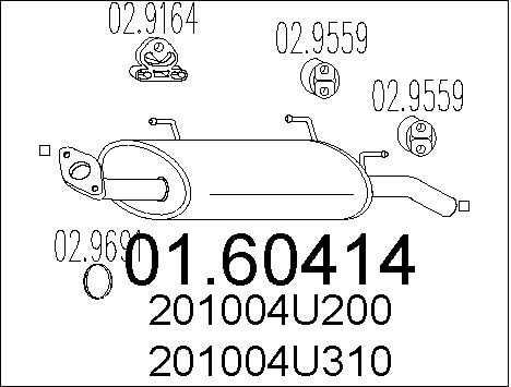 MTS 01.60414 Endschalldämpfer Kompatibel mit NISSAN ALMERA TINO V10