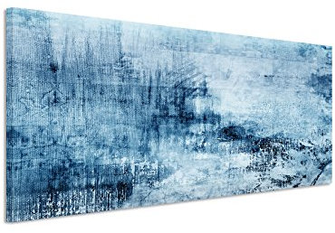 Sinus Art 150x50cm Wandbild – Farbe Blau Petrol Panoramabild Wandbild auf echter Leinwand in sehr hoher Qualität - Abstrakt Acryl mit Pinsel II