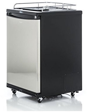 Gastrobedarf Westerbarkey Fassbierkühlschrank für max 50l Fässer auf Rollen mit Tropfblech und Reiling