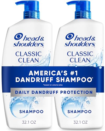 Head & Shoulders Anti-Dandruff Shampoo with 1% Pyrithione Zinc, Classic Clean Shampoo Twin Pack, Daily Use, Flake Control, Scalp Care, Color-Safe, Deep Clean, 32.1 fl oz Each