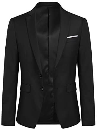 YOUTHUP Herren Sakko Slim Fit Freizeit Modern Anzugjacke für Hochzeit Party Business Abschluss Jackett, Schwarz, XL