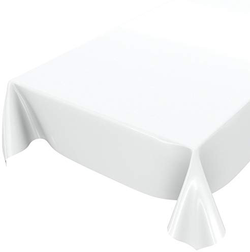 Wachstuchtischdecke Wachstuch abwaschbare Tischdecke Uni Glanz Einfarbig Weiß Schnittkante 2000 x 140cm