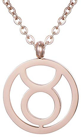 Morella Damen Halskette Sternzeichen Stier Edelstahl Rosegold im Samtbeutel