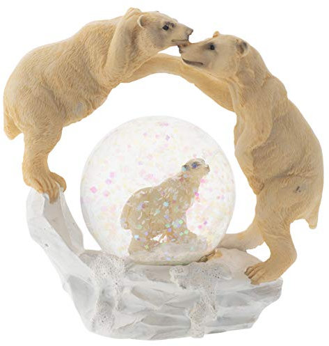 Elanze Designs Weißer Eisbärfamilie, magisch, skurril, Tischkommode, Nachttisch, Miniaturfigur, 45 mm, stabiles Polyresin, Glitzer, Wasser-Schneekugel, Dekoration