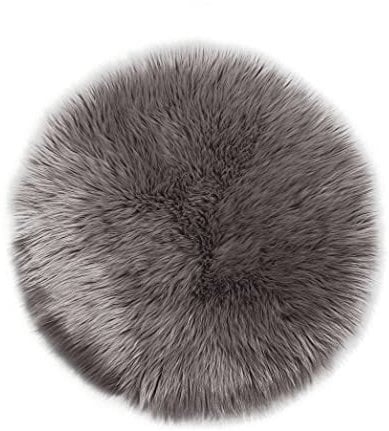 Teppich Wölkchen Schaffell Lammfell Imitat, Fell Rund, Fellteppich Rund, Kunstfell Teppich - Flauschiger Teppich Wohnzimmer, Bettvorleger Schlafzimmer - Braun - Rund 160cm