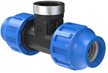 Kirchhoff T-Übergangsstück mit Innengewinde | Kunststoff 3/4 x 25 mm | für HDPE Rohr | 3X 5X Fittinge | Verschiedene Größen | DVGW geprüft | Trinkwasserqualität, schwarz, 984844617
