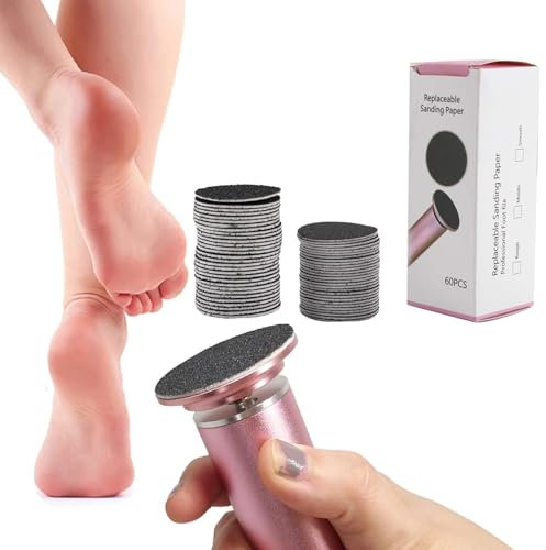 60 Pcs Foot File Replacement Sandpaper Discs for Electric Callus Remover Tool,Electronic Hard Skin Remover Machine Replaceable Sandpaper Discs