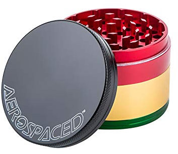 AEROSPACED 4-Piece 50mm Herb Grinder with Magnetic Top - Multiple Colours Available (Rasta)