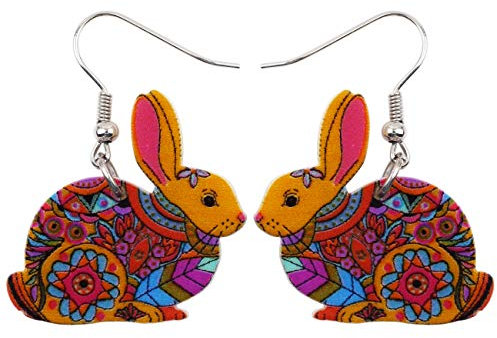 DOWAY Cute Ostereier Kaninchen Ohrringe Acryl Osterhase Dangle Schmuck Geschenke für Damen Mädchen lustig Ostern Deko (Karotte)