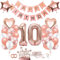 TOPHOPE Luftballon 10. Geburtstag Roségold Folienballon Luftballon Zahlen Geburtstagsdeko Mädchen 10 Jahr Riesen Folienballon Zahl 10 Ballon 10 Deko zum Geburtstag Roségold Happy Birthday