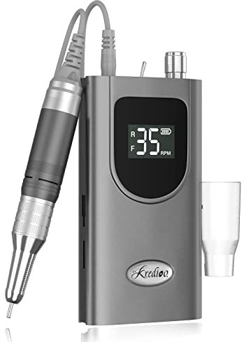 Kredioo Ponceuse pour Ongles Professionnelle Electrique 35000 Tours avec 6 Embouts et Affichage de LCD Puissante Silencieuse pour Manucure Pédicure Cadeau pour Femme