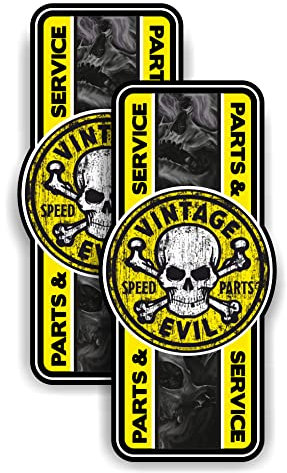 cut-it folientechnik & design 2X Vintage Evil Aufkleber 10x5cm Kult Sticker Auto V8 USA Hotrod Tuning Oldschool Muscle Car Oldtimer Youngtimer Rally Garage Man Cave Motorrad Tankaufkleber