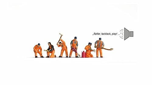 NOCH Baustelle am Gleis, mit Sound-Szene für Spur N und handkolorierte Figuren, realistische Modelleisenbahn Dekoration