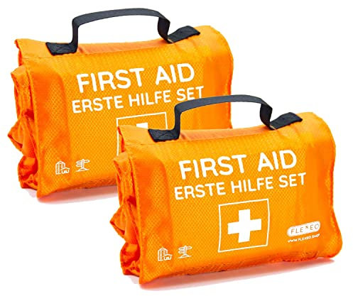 Erste Hilfe Set Outdoor für Reisen, Wandern, Camping, Sport - kompakte Notfall Ausrüstung für unterwegs - 59-teilige Reiseapotheke mit Rettungsdecke uvm. (Wasserabweisend) - inkl. gratis App