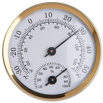 PETSTIBLE Thermomètre hygromètre mural doré pour intérieur ou extérieur à suspendre dans le jardin, la serre, le bureau, la maison