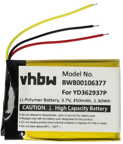 vhbw Akku Ersatz für GoPro YD362937P für Fernbedienung Remote Control (350mAh, 3,7V, Li-Polymer)