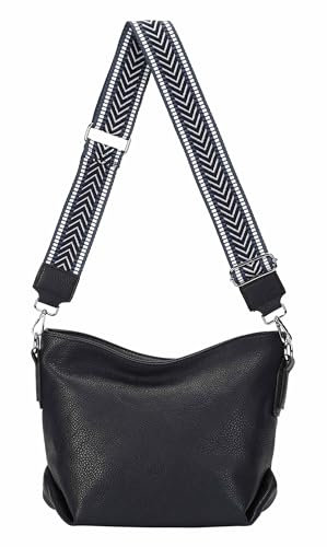 ITALYSHOP24 Damen Tasche Shopper Hobo-Bags Crossbody Schultertasche Umhängetasche Handtasche Gürteltasche Crossover Kunst-Leder Dunkelblau