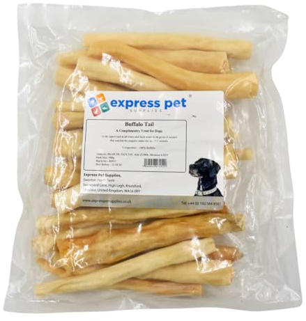Express Pet Supplies Buffalo Tails Natural Dog Treat Chew (500g) | Hypoallergenic, High Protein, Low Fat, Grain and Gluten Free