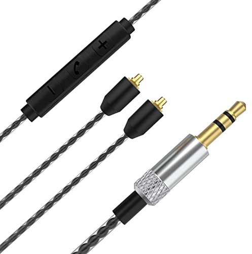 MMCX Ersatzkabel SE535 Ohrhörer, 3,5 mm kabelgebundenes Kopfhörer-Verlängerungskabel mit Fernbedienung, Lautstärkeregler, kompatibel mit Shure SE215 SE315 SE425 SE535 SE846 UE900 Kopfhörerkabel