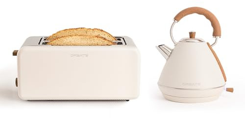 CREATE/PACK TOAST RETRO XL + KETTLE RETRO L/Toaster Cremeweiß mit Wasserkocher Cremeweiß/Wasserkocher 1,7 L